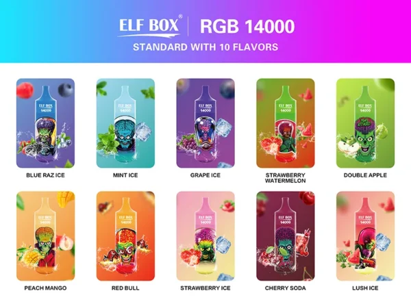 ELF BOX RGB14000 Puffs 0% 2% 3% 5% Nikotin Nabíjecí Jednorázová Vape Velkoobchod - ESCOVAPE - 2