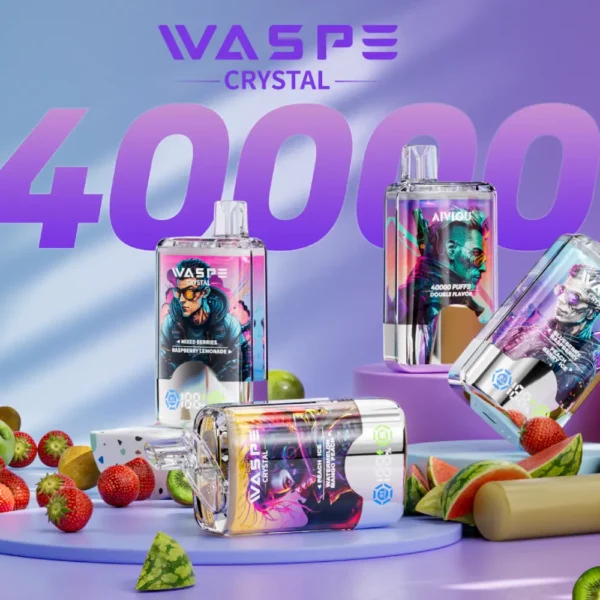 WASPE Crystal 40000 Puffs Double Flavor LED Display 0% 2% 5% Lage Nicotine Oplaadbare Wegwerp Vapes Pen Bulk Aankoop Groothandel - ESCOVAPE - 1