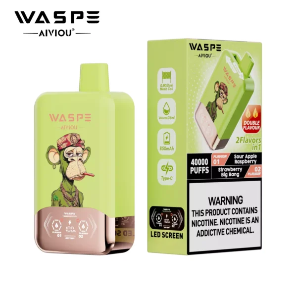 WASPE AIVIOU 40000 Puffs Double Flavor LED Tela 0% 2% 5% Baixo Nicotina Recarregável Vapes Descartáveis Caneta a Granel Compra por Atacado - ESCOVAPE - 11