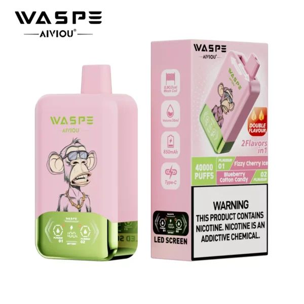 WASPE AIVIOU 40000 Puffs Double Flavor LED Tela 0% 2% 5% Baixo Nicotina Recarregável Vapes Descartáveis Caneta a Granel Compra por Atacado - ESCOVAPE - 10