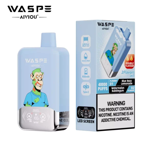 WASPE AIVIOU 40000 Puffs Double Flavor LED Tela 0% 2% 5% Baixo Nicotina Recarregável Vapes Descartáveis Caneta a Granel Compra Atacado - ESCOVAPE - 15