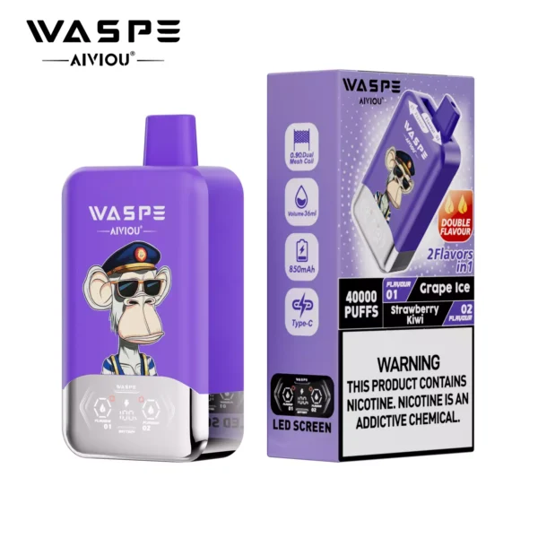 WASPE AIVIOU 40000 Puffs Double Flavor LED Tela 0% 2% 5% Baixo Nicotina Recarregável Vapes Descartáveis Caneta a Granel Compra Atacado - ESCOVAPE - 16