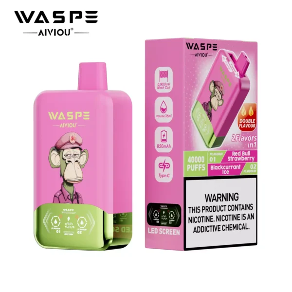 WASPE AIVIOU 40000 Puffs Double Flavor LED Tela 0% 2% 5% Baixo Nicotina Recarregável Vapes Descartáveis Caneta a Granel Compra Atacado - ESCOVAPE - 4