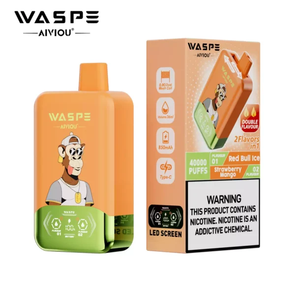 WASPE AIVIOU 40000 Puffs Double Flavor LED Tela 0% 2% 5% Baixo Nicotina Recarregável Vapes Descartáveis Caneta a Granel Compra por Atacado - ESCOVAPE - 12