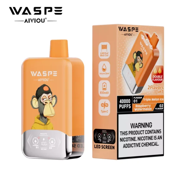 WASPE AIVIOU 40000 Puffs Double Flavor LED Tela 0% 2% 5% Baixo Nicotina Recarregável Vapes Descartáveis Caneta a Granel Compra por Atacado - ESCOVAPE - 5