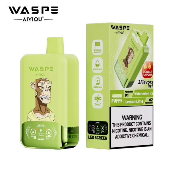 WASPE AIVIOU 40000 Puffs Double Flavor LED Tela 0% 2% 5% Baixo Nicotina Recarregável Vapes Descartáveis Caneta a Granel Compra por Atacado - ESCOVAPE - 13
