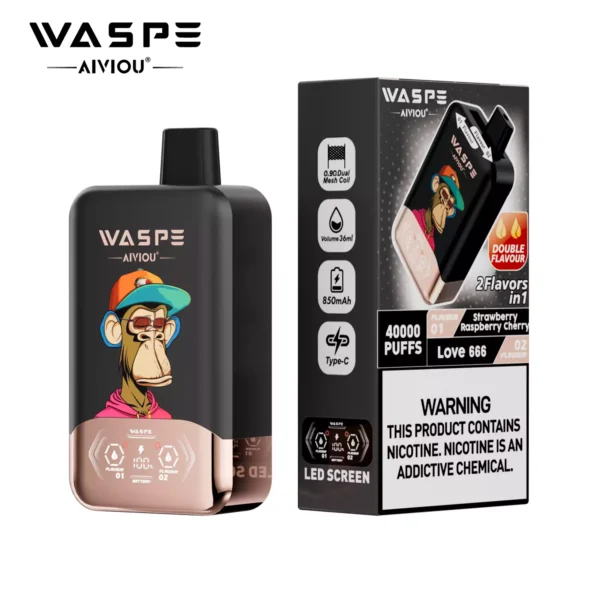 WASPE AIVIOU 40000 Puffs Double Flavor LED Tela 0% 2% 5% Baixo Nicotina Recarregável Vapes Descartáveis Caneta a Granel Compra por Atacado - ESCOVAPE - 7