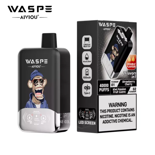 WASPE AIVIOU 40000 Puffs Double Flavor LED Tela 0% 2% 5% Baixo Nicotina Recarregável Vapes Descartáveis Caneta a Granel Compra Atacado - ESCOVAPE - 8