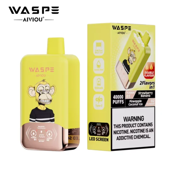 WASPE AIVIOU 40000 Puffs Double Flavor LED Tela 0% 2% 5% Baixo Nicotina Recarregável Vapes Descartáveis Caneta a Granel Compra por Atacado - ESCOVAPE - 3
