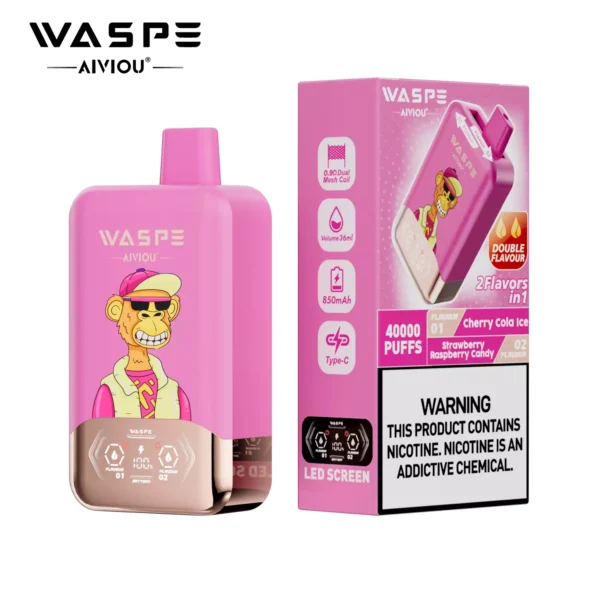 WASPE AIVIOU 40000 Puffs Double Flavor LED Tela 0% 2% 5% Baixo Nicotina Recarregável Vapes Descartáveis Caneta a Granel Compra Atacado - ESCOVAPE - 19