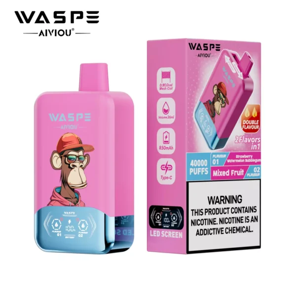 WASPE AIVIOU 40000 Puffs Double Flavor LED Tela 0% 2% 5% Baixo Nicotina Recarregável Vapes Descartáveis Caneta a Granel Compra por Atacado - ESCOVAPE - 17