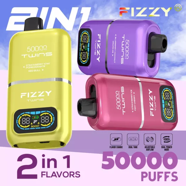 Fizzy Twins 50000 Puffs Double Flavor Digitale Weergave 2% 5% Lage Nicotine Oplaadbare Wegwerp Vapes Pen Bulk Aankoop Groothandel - ESCOVAPE - 1