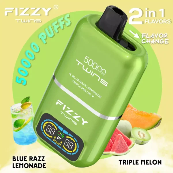 Fizzy Twins 50000 Puffs Double Flavor Digitaal Display 2% 5% Lage Nicotine Oplaadbare Wegwerp Vapes Pen Bulk Aankoop Groothandel - ESCOVAPE - 10