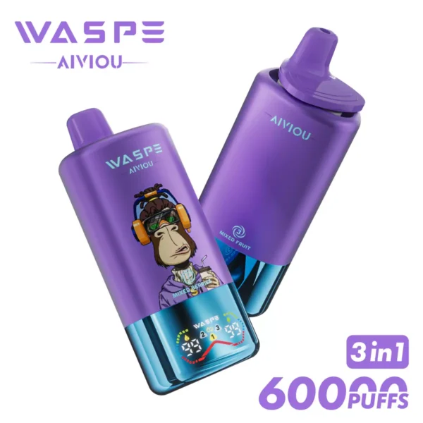 WASPE AIVIOU 60000 Puffs Triple Flavor LED obrazovka 0% 2% 5% Nízkonikotinové dobíjecí jednorázové vape pero Hromadný nákup Velkoobchod - ESCOVAPE - 10